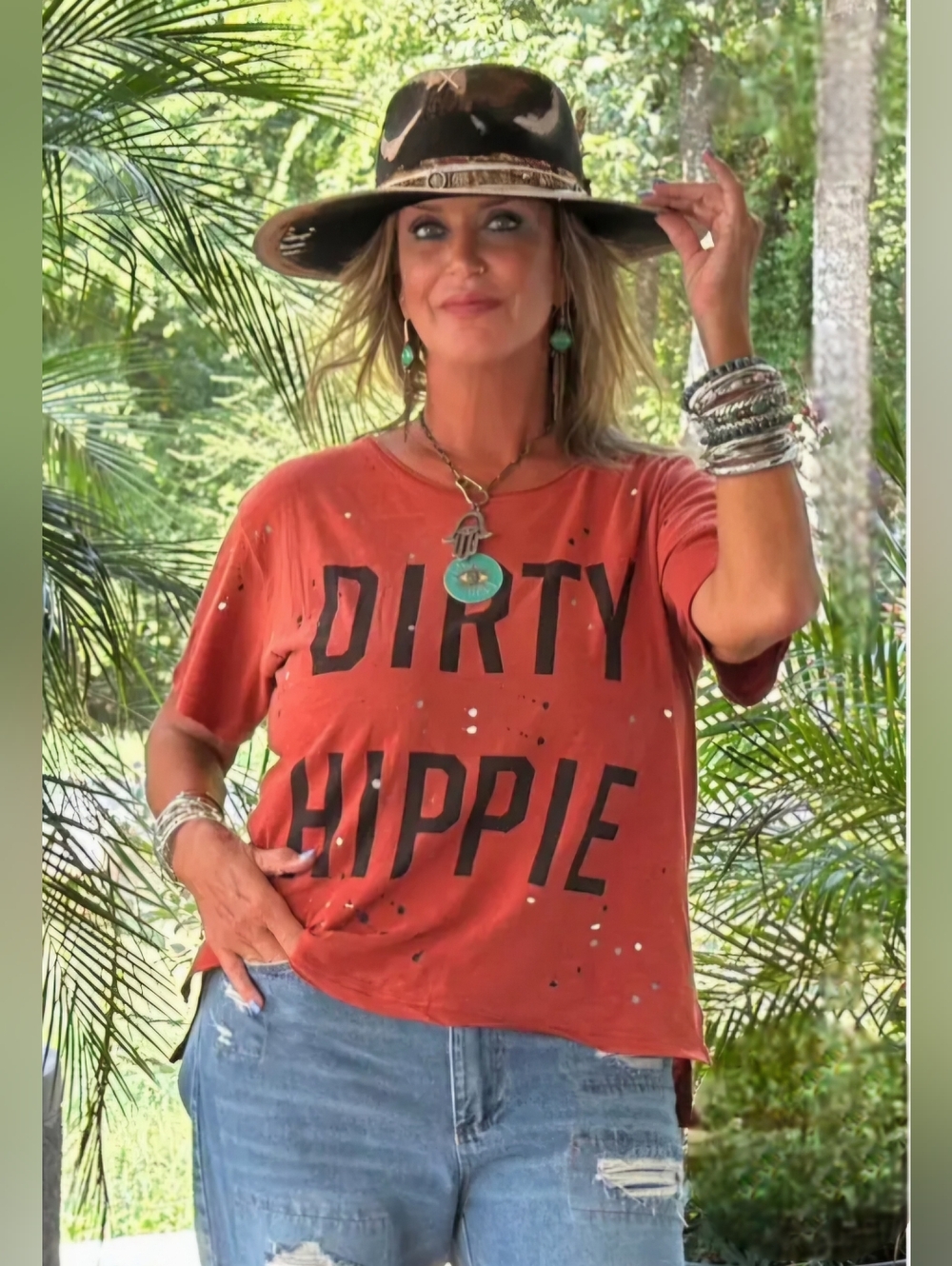 #1556 Jaded Gypsy Dirty Hippie Tee | Vintage Rust